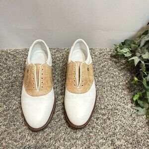 Footjoy Classics Golf Shoes Handcrafted Brown White WOMEN'S Size 7.5 B